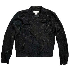 H&M Soft and Silky Shiny Rayon Zebra Print Bomber Jacket Size 4